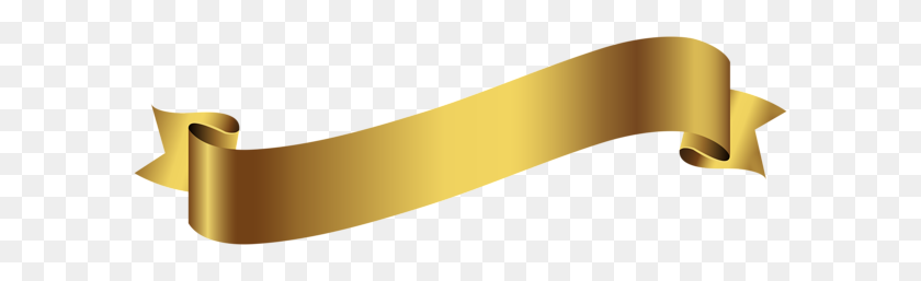600x197 Gold Ribbon Banner Png - Gold Ribbon PNG