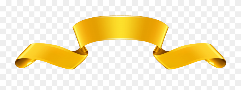3456x1131 Gold Ribbon Cliparts - Ribbon Banner PNG