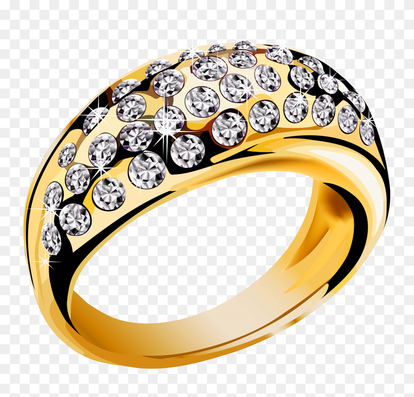 3269x3132 Gold Ring With Diamonds Png Image - Diamond Earrings PNG