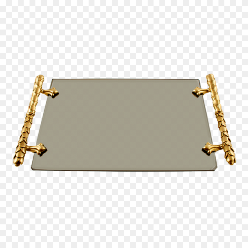 800x800 Gold Scallop Handled Tray - Matzah PNG