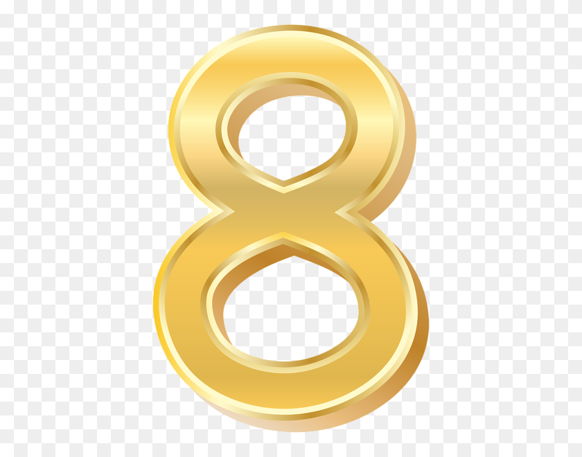 406x600 Gold Style Number Eight Png Clip Art - Eight Clipart