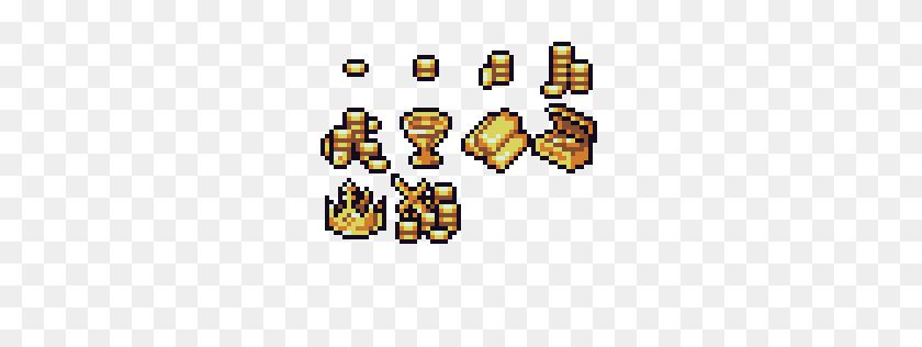 256x256 Gold Treasure Icons - Pixel Coin PNG