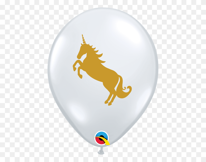 600x600 Gold Unicorn Clear Latex Balloons - Gold Unicorn PNG