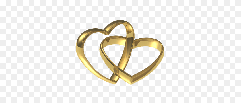400x300 Gold Wedding Hearts Transparent Png - Gold Heart PNG
