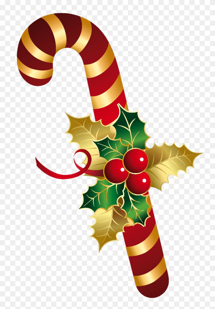 1002x1477 Golden And Red Christmas Candy Cane Png Gallery - Christmas Candy Clipart