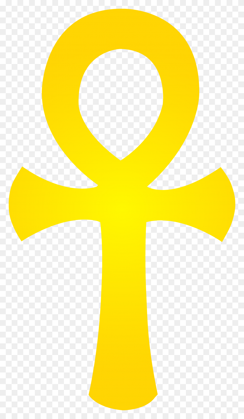 4610x8162 Золотой Египетский Символ Анк - Золотой Крест Клипарт