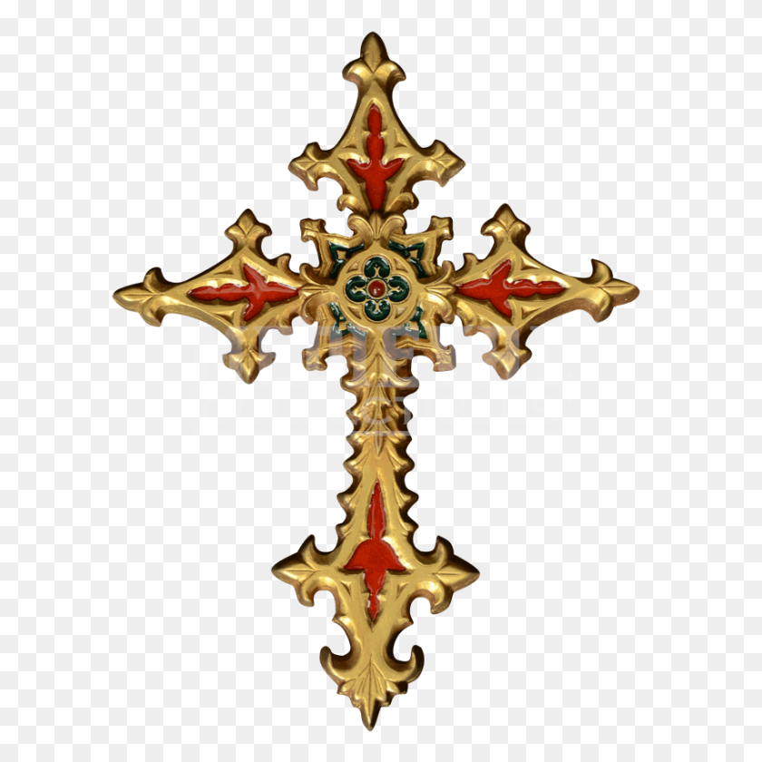 850x850 Golden Gothic Cross Wall Hanging - Gothic Cross PNG