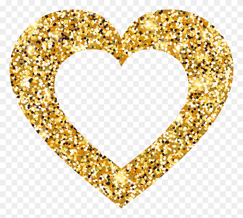 6000x5324 Золотое Сердце Прозрачный Зажим - Золотое Сердце Клипарт
