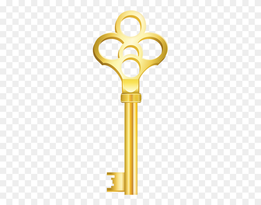 248x600 Golden Key Clip Art - Golden Key PNG