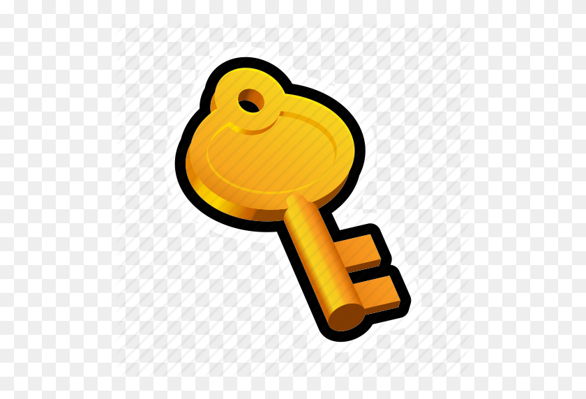 512x512 Golden, Key, Medieval, Old, Tools Icon - Golden Key PNG