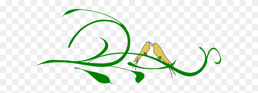 600x246 Golden Love Birds On A Green Branch Png, Clip Art For Web - Branch PNG