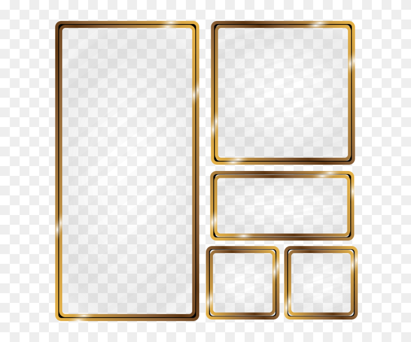 640x640 Золотая Металлическая Рамка С Эффектом Стекла, Рамка, Золото, Металл Png - Металлический Каркас Png