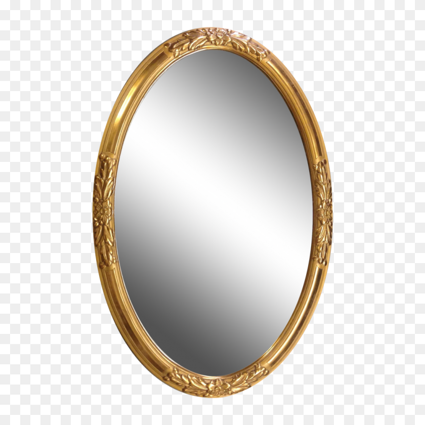 1024x1024 Golden Mirror Frame Transparent Images Vector, Clipart - Oval Frame PNG