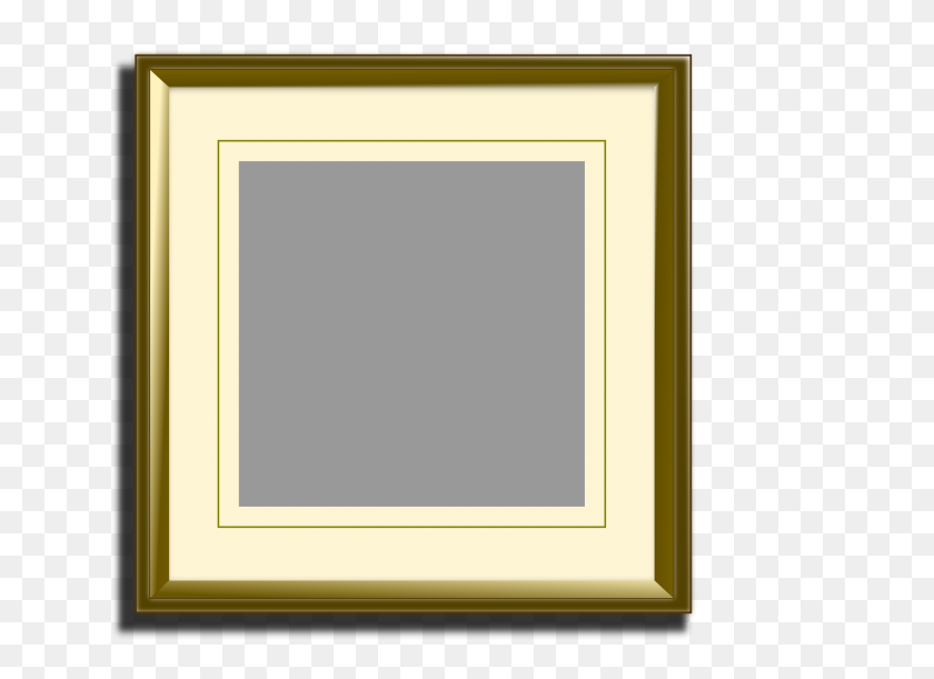 2400x1697 Golden Picture Frame For Square Images Icons Png - Square Frame PNG