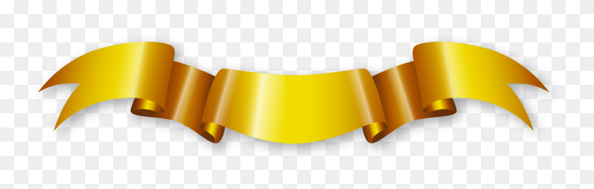 2630x700 Golden Ribbon Png Transparent Image - Gold Bow PNG