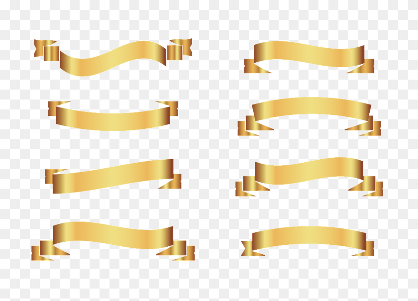1024x716 Golden Ribbon Vector Free Png Download Png Vector - Gold Brush Stroke PNG