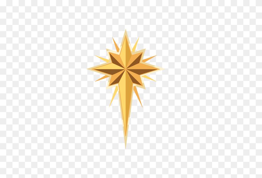 512x512 Estrella De Oro Crucifijo De Navidad - Estrella Dorada Png