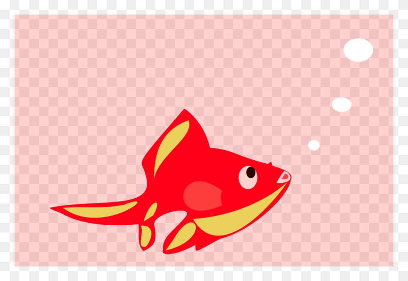 1125x750 Золотая Рыбка Рисунок Красной Акварельной Живописи - Розовая Рыба Клипарт