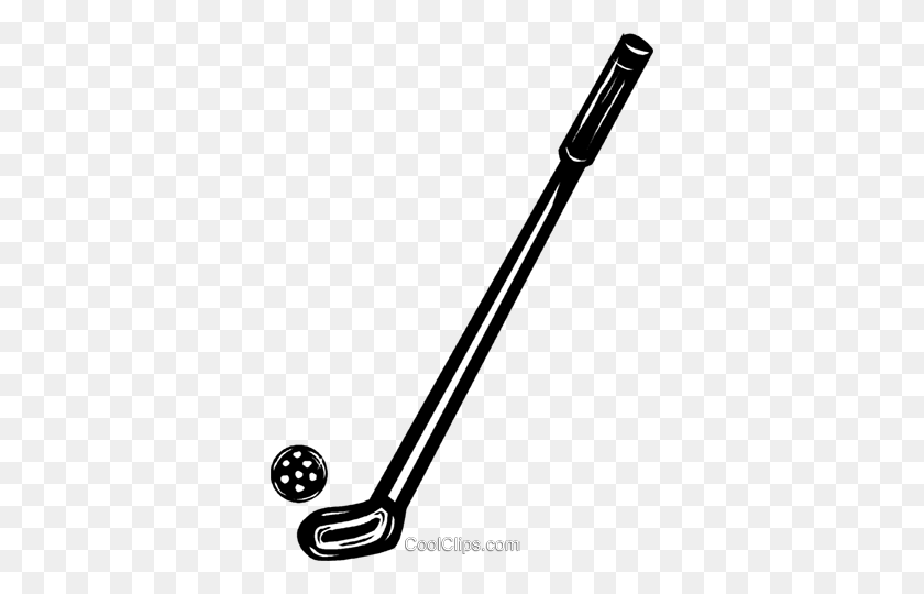 348x480 Golf Ball And Club Royalty Free Vector Clip Art Illustration - Golf Club Clipart Black And White