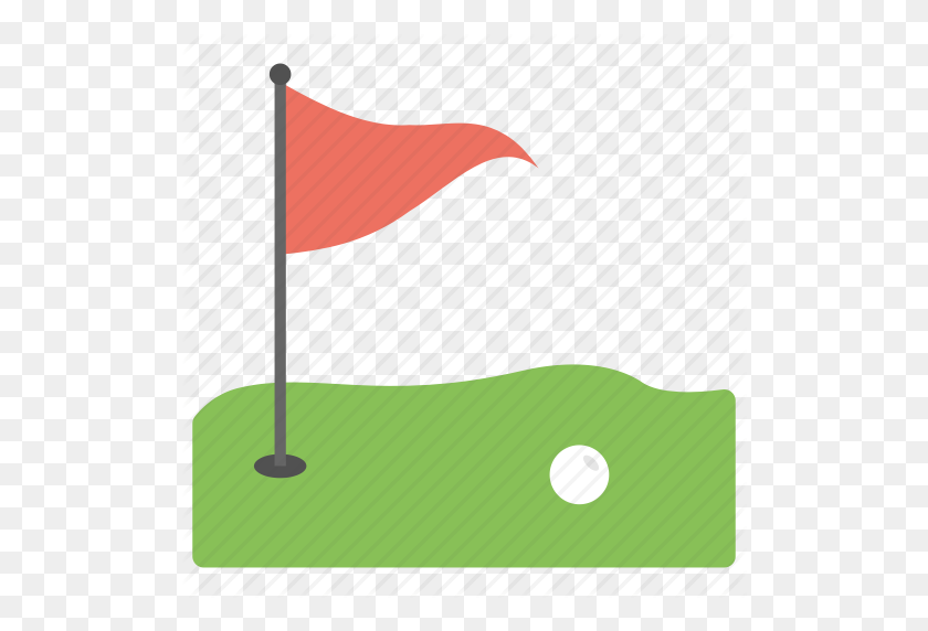 512x512 Golf Ball, Golf Course, Golf Field, Outdoor Sports, Red Flag Icon - Golf Course Clip Art