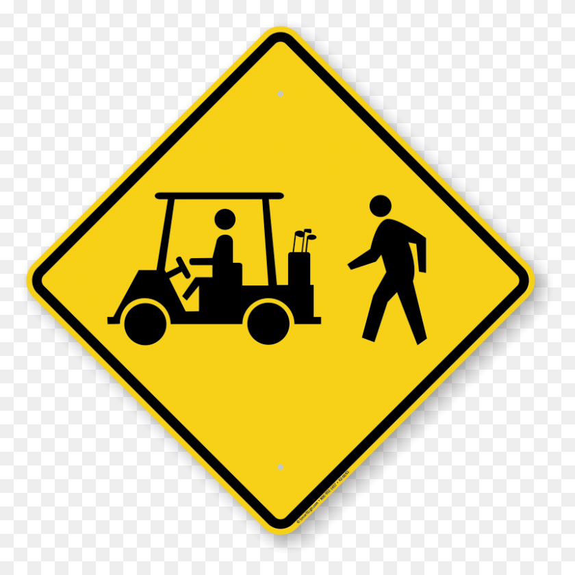 800x800 Golf Cart Crossing Signs Fast Shipping - Crossed Golf Clubs Clipart