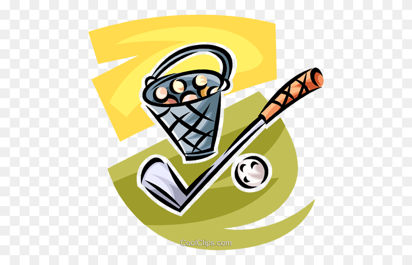 480x480 Golf Club And Bucket Of Balls Royalty Free Vector Clip Art - Free Golf Clipart Images