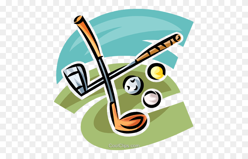 473x480 Golf Clubs And Balls Royalty Free Vector Clip Art Illustration - Golf Club Clipart