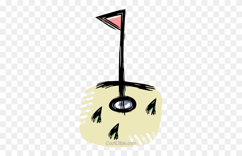287x480 Golf Pin Royalty Free Vector Clip Art Illustration - Golf Flag Clipart