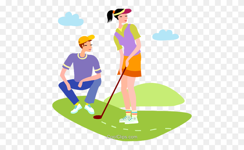 480x457 Golf Vector Clipart Of A Couple Playing Golf Coolclips Golf - Golf Images Clip Art