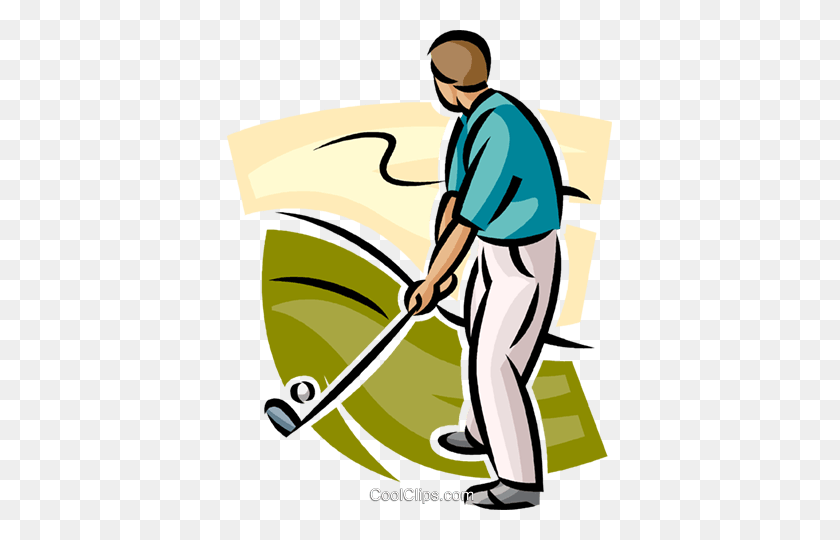 385x480 Golfer About To Take A Shot Royalty Free Vector Clip Art - Shot Clipart