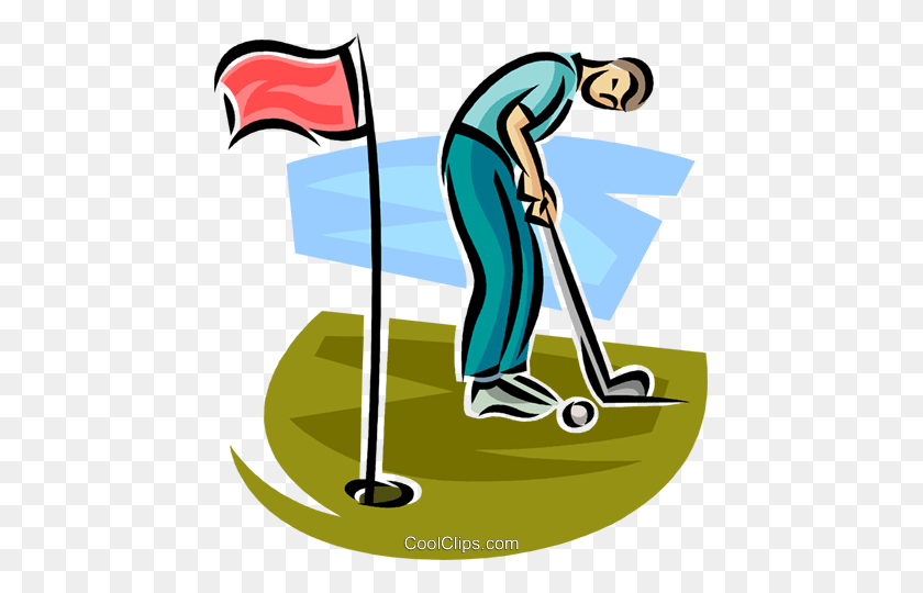 449x480 Golfer Making A Putt Royalty Free Vector Clip Art Illustration - Putt Putt Clip Art