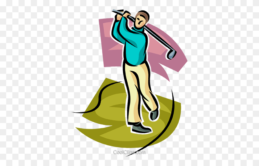377x480 Golfista Tomando Un Columpio Libre De Regalías Vector Clipart Ilustración