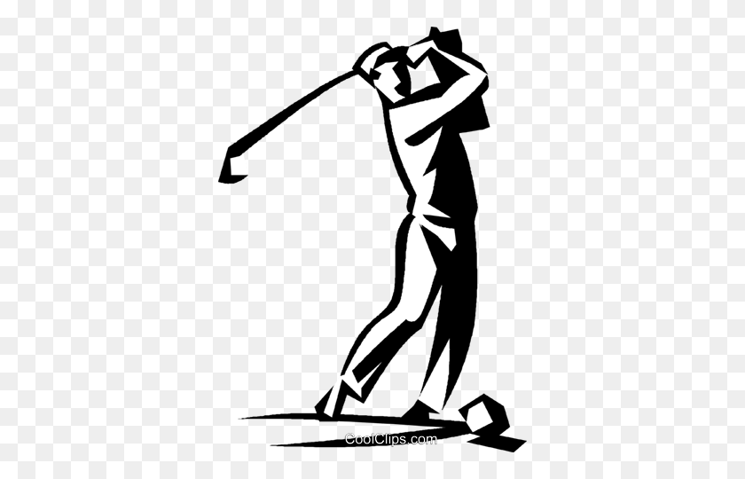 348x480 Golfer Teeing Off Royalty Free Vector Clip Art Illustration - Golf Tee Clipart