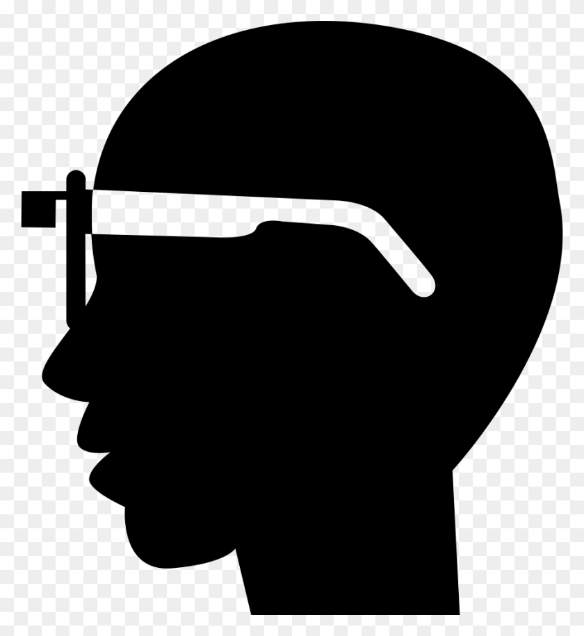 894x980 Google Glasses Tool On Bald Male Head From Side View Png Icon - Bald Head PNG