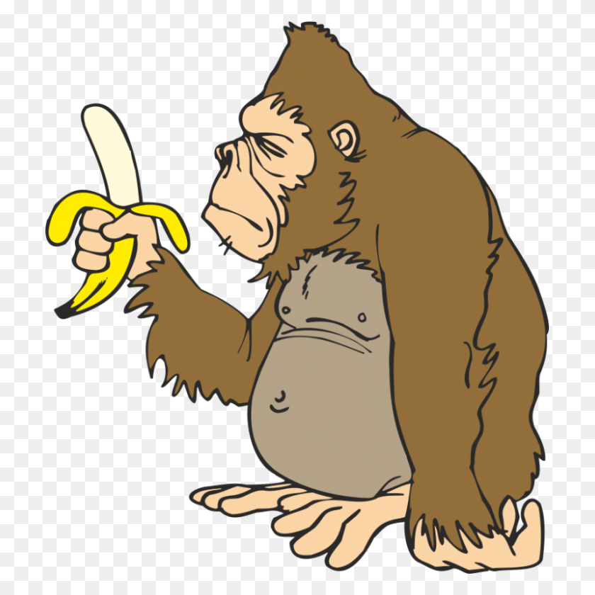800x800 Gorilla Ape Banana Animation Clip Art - Free Groundhog Clipart