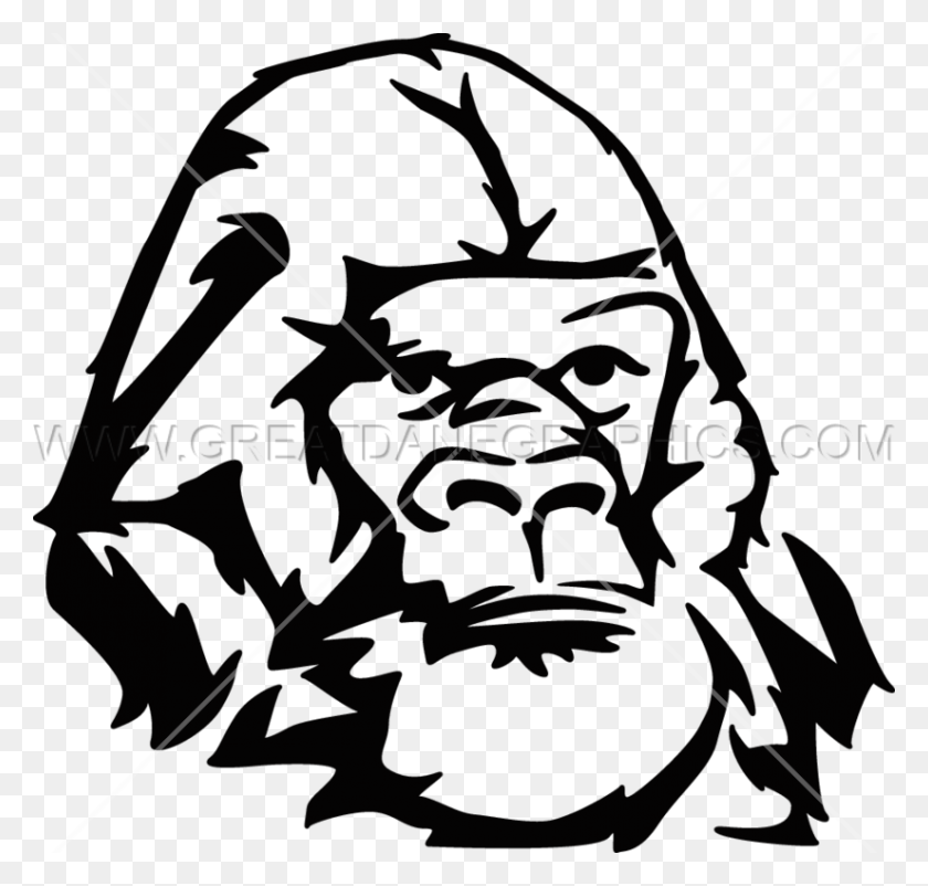 825x785 Obra De Arte Lista Para La Producción De Gorilla Para La Impresión De Camisetas - Clipart De Cara De Gorila