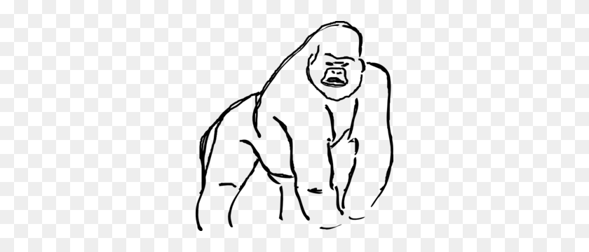 282x300 Gorila Sketch Clipart - Gorilla Face Clipart