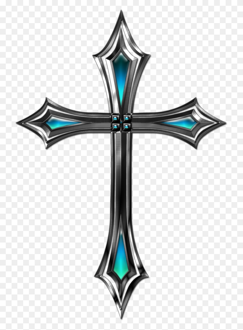 738x1083 Gothic Clipart Silver Cross - Cross And Crown Clipart