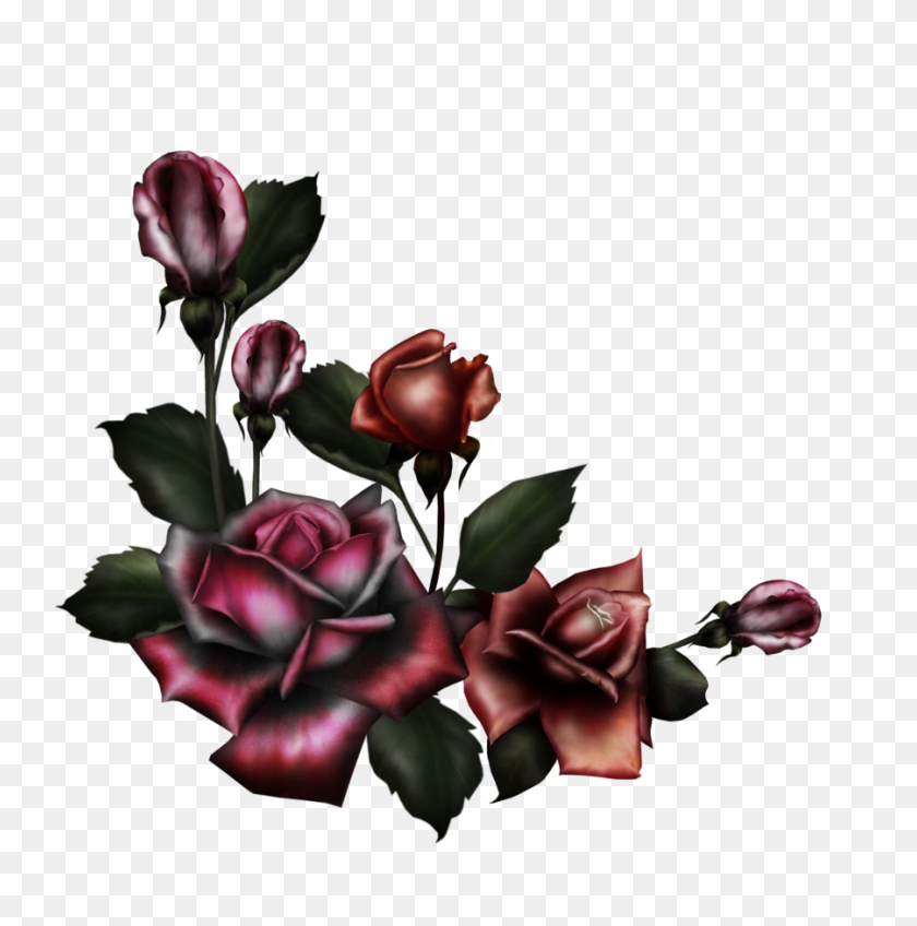 900x910 Flor Gótica - Flores Negras Png