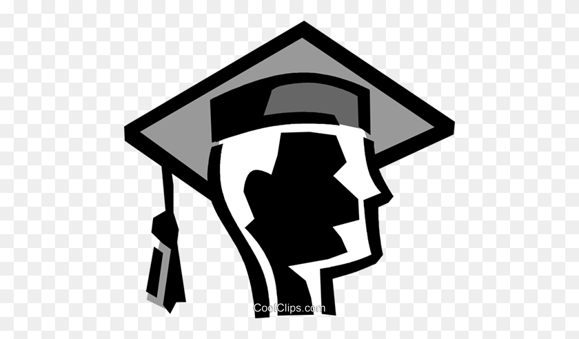 480x432 Graduating Student Royalty Free Vector Clip Art Illustration - Student Working Clipart Black And White