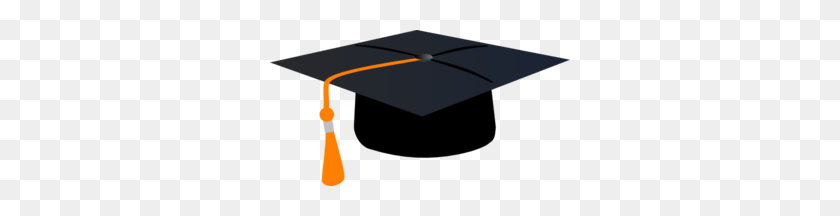 300x156 Graduation Hat With Orange Tassle Clip Art - Tassel Clipart