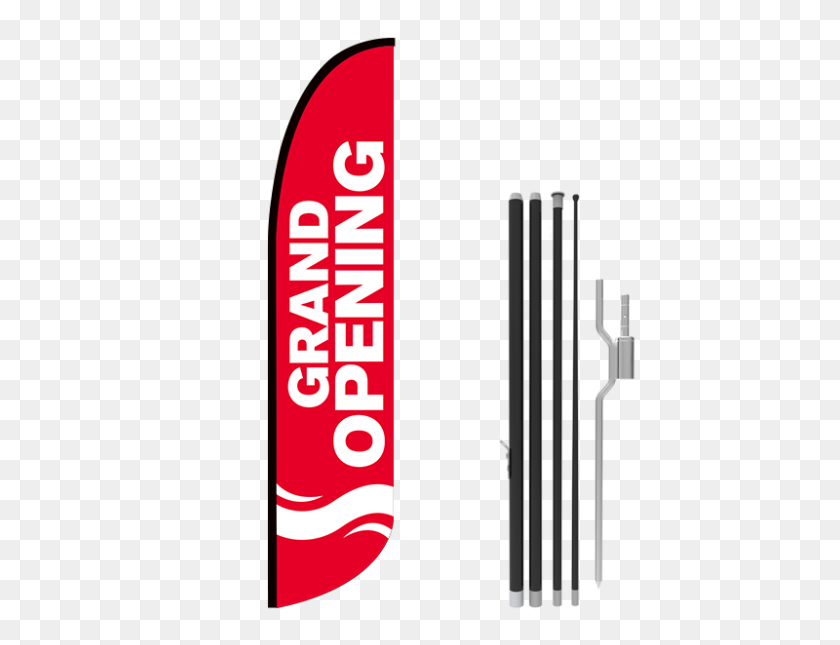 800x600 Grand Opening Stock Blade Flag With Ground Stake - Grand Opening PNG