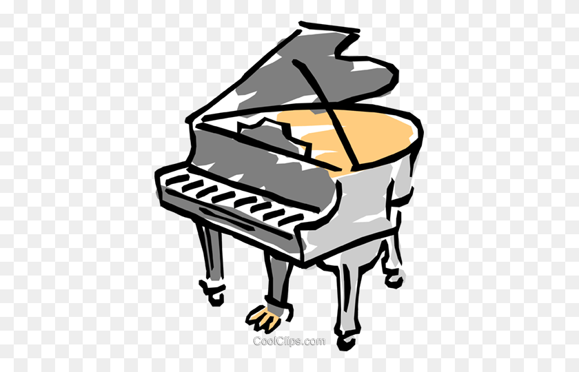 391x480 Grand Piano Royalty Free Vector Clipart Illustration - Playing Piano Clipart