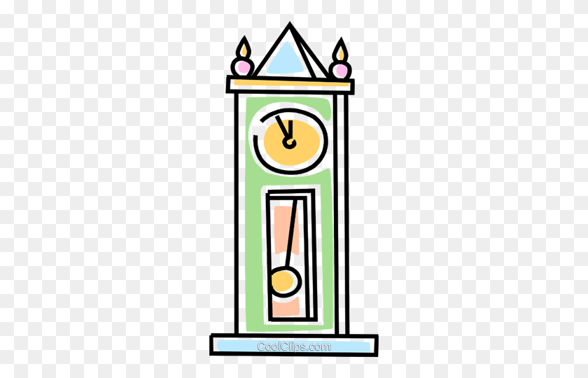242x480 Grandfather Clock Royalty Free Vector Clip Art Illustration - Grandfather Clock Clipart