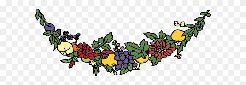 600x232 Grape Garland Cliparts - Grapevine Wreath Clipart
