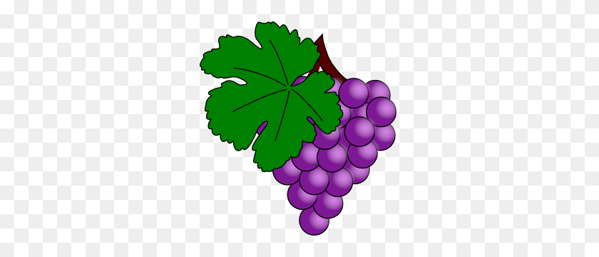 279x300 Grape With Vine Leaf Clip Art - Grapes Clipart PNG