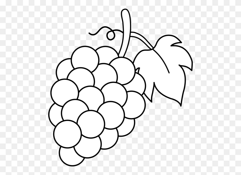 504x550 Grapes Black And White Lineart - Grapes Black And White Clipart