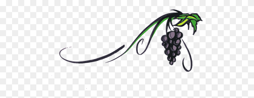 500x265 Grapes With Decorative Vines - Grape Vine Clipart