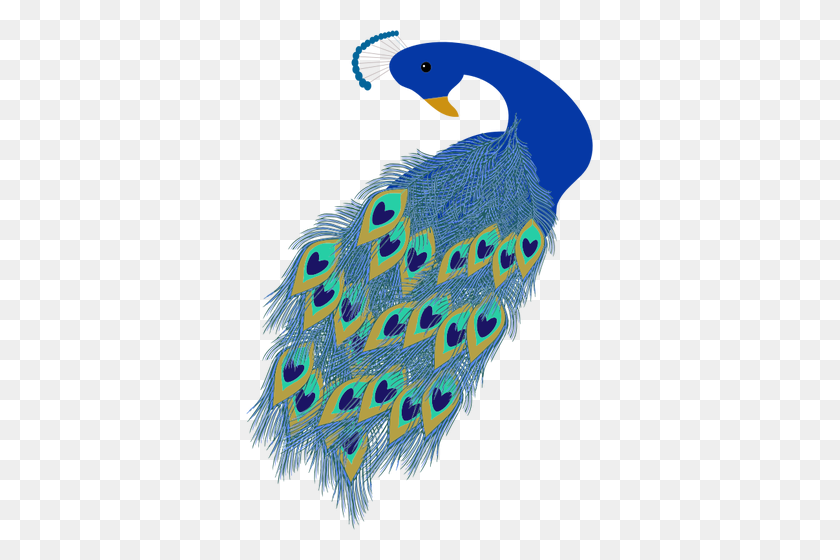 347x500 Graphics Of Blue Peacock Tail And Head - Peacock Clipart