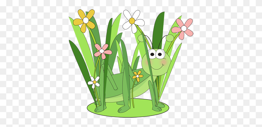 400x348 Grasses Cliparts - Grass And Flowers Clipart